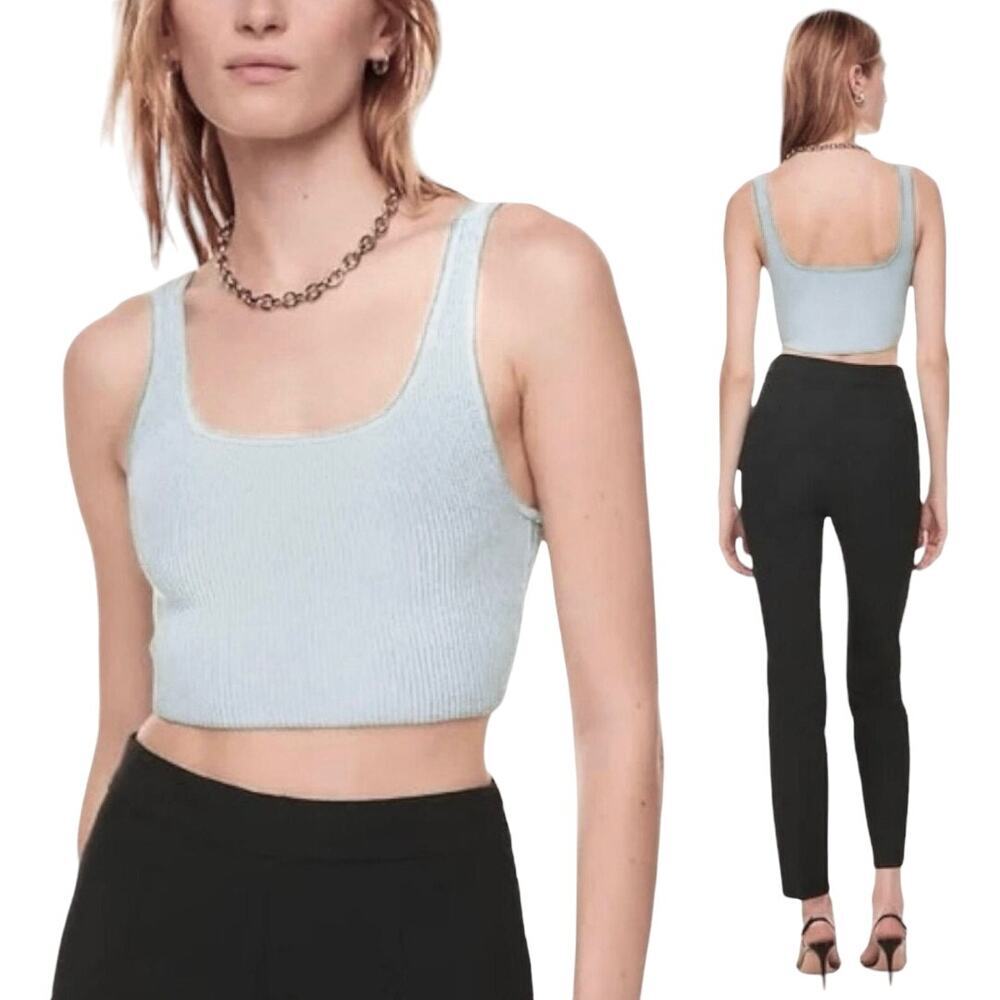 BABATON Aritzia Squareneck Cropped Rib Tank Sz 2XS